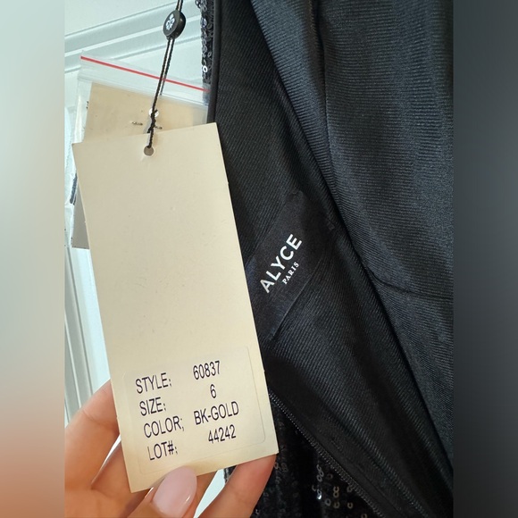 Alyce Paris Black and Gold Sequin Jumpsuit - Picture 8 of 9